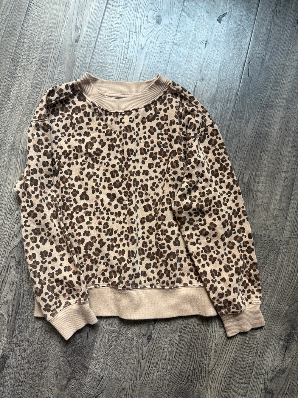 Beige Leopard Print Sweatshirt